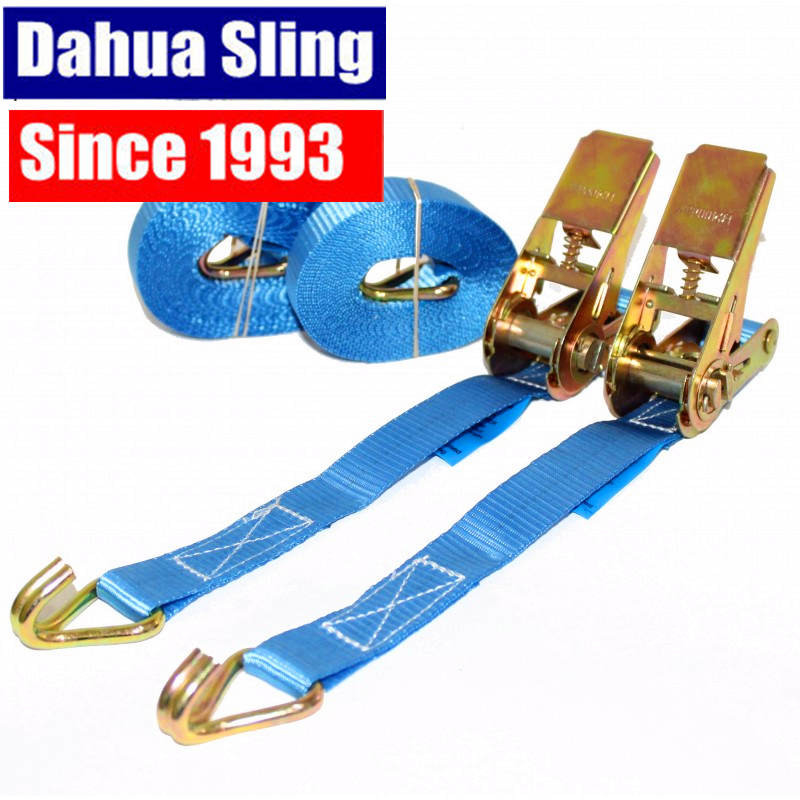 25mm blaues Motorrad / Ratschett Bindung mit doppelten J-Haken 100% Polyester